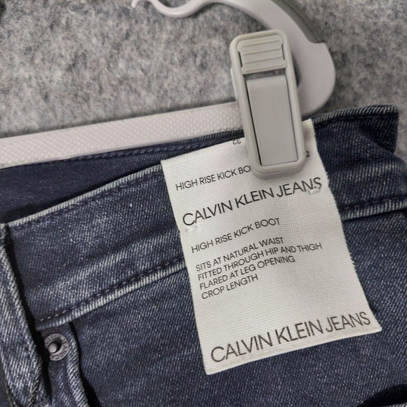 Calvin Klein Women Jeans 32 Cut Off Kick Boot Stonewash Black Stretch casual - Picture 5 of 12